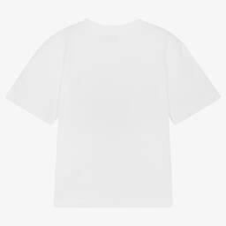 Moschino Kid-Teen-Girls White Crystal Teddy Bear T-Shirt | Childrensalon Outlet