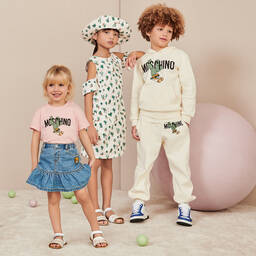 موسكينو Kid-Teen-صندل أطفال بناتي جلد لون أبيض وذهبي | Childrensalon Outlet