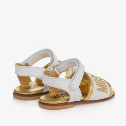 موسكينو Kid-Teen-صندل أطفال بناتي جلد لون أبيض وذهبي | Childrensalon Outlet