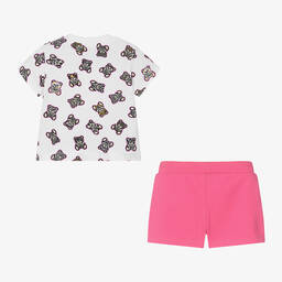 Moschino Baby-Girls White & Pink Cotton Shorts Set | Childrensalon Outlet
