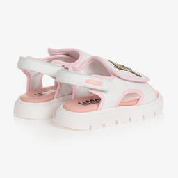 موسكينو Baby-صندل أطفال بناتي جلد لون أبيض وزهري | Childrensalon Outlet