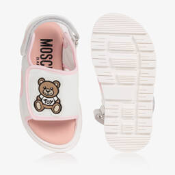 موسكينو Baby-صندل أطفال بناتي جلد لون أبيض وزهري | Childrensalon Outlet