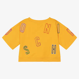 Moschino Kid-Teen-تيشيرت قطن جيرسي لون أصفر للبنات | Childrensalon Outlet