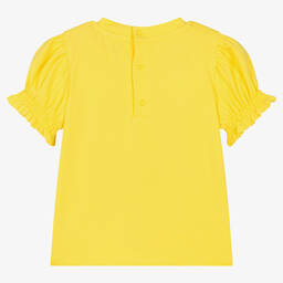 Moschino Baby-Girls Yellow Flower Logo T-Shirt  | Childrensalon Outlet