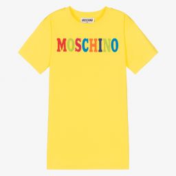 Moschino Kid-Teen-Girls Yellow Logo Dress | Childrensalon Outlet