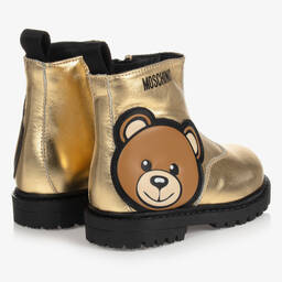 موسكينو Kid-Teen-بوت جلد لون ذهبي للأطفال | Childrensalon Outlet
