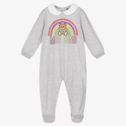 Moschino Baby Pink Cotton Logo Babygrow Childrensalon Outlet