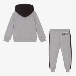 Moschino Kid-Teen-Grey Cotton Logo Tracksuit | Childrensalon Outlet