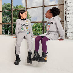Moschino Kid-Teen-Grey Cotton Logo Tracksuit | Childrensalon Outlet
