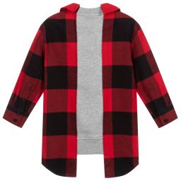 Moschino Kid-Teen-Grey & Red Check Dress | Childrensalon Outlet
