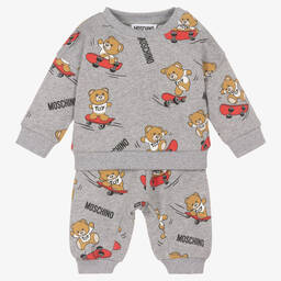 Moschino Baby-Grey Skateboarding Teddy Bear Tracksuit | Childrensalon Outlet