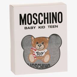 Moschino Baby-Grey Teddy Bear Babygrow Set | Childrensalon Outlet