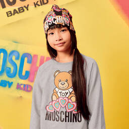 Moschino Kid-Teen-Grey Teddy Logo Sweatshirt | Childrensalon Outlet