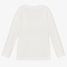 Moschino Кид-Тин-Кремовый хлопковый топ с медвежонком | Childrensalon Outlet