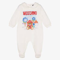 Moschino Малыши-Кремовый хлопковый комбинезон для малышей | Childrensalon Outlet