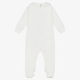 Moschino Малыши-Кремовый хлопковый комбинезон с медвежонком | Childrensalon Outlet