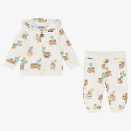 Moschino Малыши-Кремовый спортивный костюм из хлопка с медвежатами | Childrensalon Outlet