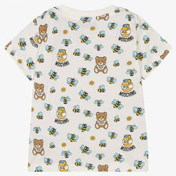 Moschino Малыши-Кремовая футболка с медвежатами и пчелами | Childrensalon Outlet