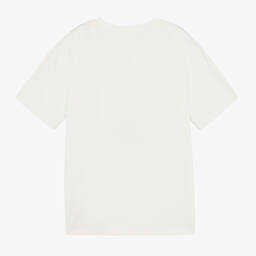 Moschino Kid-Teen-Ivory Cotton Teddy Bear Logo Maxi T-Shirt | Childrensalon Outlet