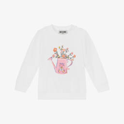 Moschino-Ivory Floral Cotton Girls Top | Childrensalon Outlet