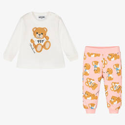 Moschino Baby-Ivory & Pink Teddy Trouser Set | Childrensalon Outlet