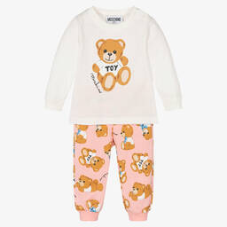 Moschino Baby-Ivory & Pink Teddy Trouser Set | Childrensalon Outlet