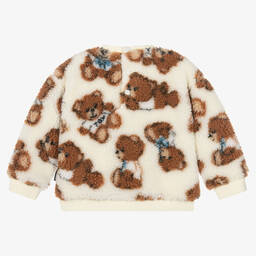 Moschino Baby-Ivory Teddy Bear Fleece Sweatshirt | Childrensalon Outlet