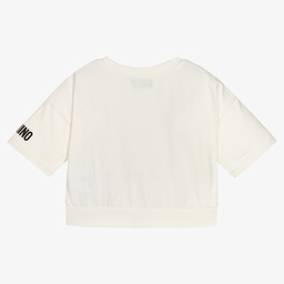 Moschino Kid-Teen-Ivory Teddy Bear Logo T-Shirt | Childrensalon Outlet