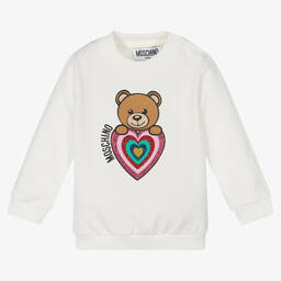 Moschino Baby-Ivory Teddy Heart Sweatshirt | Childrensalon Outlet