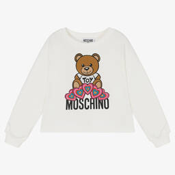 Moschino Kid-Teen-Ivory Teddy Logo Sweatshirt | Childrensalon Outlet