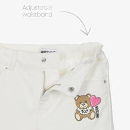 Moschino-Ivory Wide-Leg Denim Trousers for Girls | Childrensalon Outlet