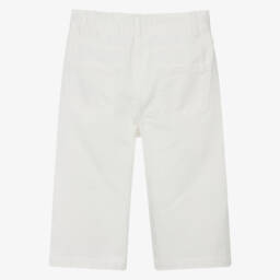 Moschino-Ivory Wide-Leg Denim Trousers for Girls | Childrensalon Outlet