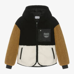 Moschino Kid-Teen-جاكيت فليس بألوان بلوك لون أسود | Childrensalon Outlet