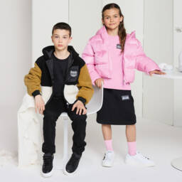Moschino Kid-Teen-جاكيت فليس بألوان بلوك لون أسود | Childrensalon Outlet