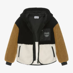 Moschino Kid-Teen-جاكيت فليس بألوان بلوك لون أسود | Childrensalon Outlet