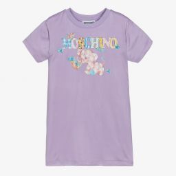 Moschino Kid-Teen-Lilac Logo T-Shirt Dress | Childrensalon Outlet