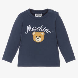 Moschino Малыши-Синий хлопковый топ с медвежонком | Childrensalon Outlet