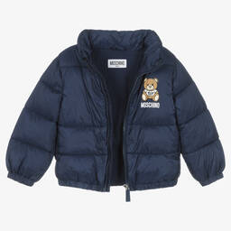 Moschino Baby-Navy Blue Teddy Bear Puffer Jacket | Childrensalon Outlet