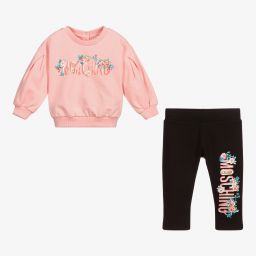 Moschino Baby-Pink & Black Cotton Tracksuit | Childrensalon Outlet