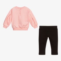 Moschino Baby-Pink & Black Cotton Tracksuit | Childrensalon Outlet