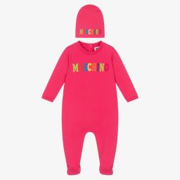 Moschino Baby-Pink Cotton Babygrow Set | Childrensalon Outlet