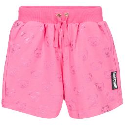 Moschino Kid-Teen-Pink Cotton Jersey Shorts  | Childrensalon Outlet