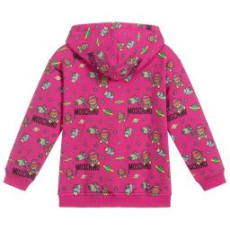 Moschino Kid-Teen-توب هودي قطن جيرسي لون زهري للبنات | Childrensalon Outlet