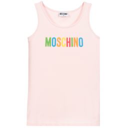 Moschino Кид-Тин-Pink Cotton Logo Top | Childrensalon Outlet