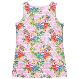 موسكينو Kid-Teen-توب قطن جيرسي لون أبيض وزهري بطبعة ورود للبنات | Childrensalon Outlet