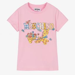 Moschino Kid-Teen-Pink Floral Logo T-Shirt | Childrensalon Outlet