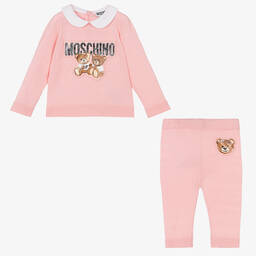 موسكينو Baby-طقم بنطلون مزيج صوف وقطن محبوك لون زهري | Childrensalon Outlet