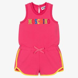 Moschino Кид-Тин-Розовый комбинезон с радугой | Childrensalon Outlet