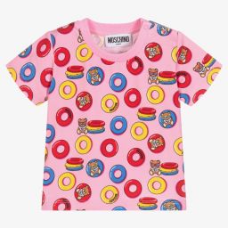 Moschino Baby-Pink Teddy Bear Cotton T-Shirt | Childrensalon Outlet