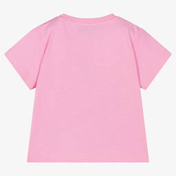 Moschino Baby-تيشيرت أطفال بناتي قطن عضوي لون زهري | Childrensalon Outlet